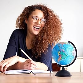 Juvale World Globe for Kids - 8-Inch, Multicolor with Plastic Stand - Educational Desk Globe with World Map for Kids & Classroom Decor