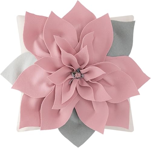 KINGROSE Funda de almohada decorativa con diseño de flores en 3D, hecha a mano, para sofá, dormitorio, 18 x 18 pulgadas, color rosa