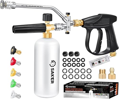 Saker Foam Cannon Dual Connector Accessory for Pressure Washer Kit,with Dual-Pur