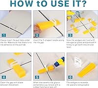 Vista 6 de Sistema de nivelación de azulejos con alicates para azulejos, 600 piezas de clips espaciadores de azulejos, 200 piezas de cuñas reutilizables y 1