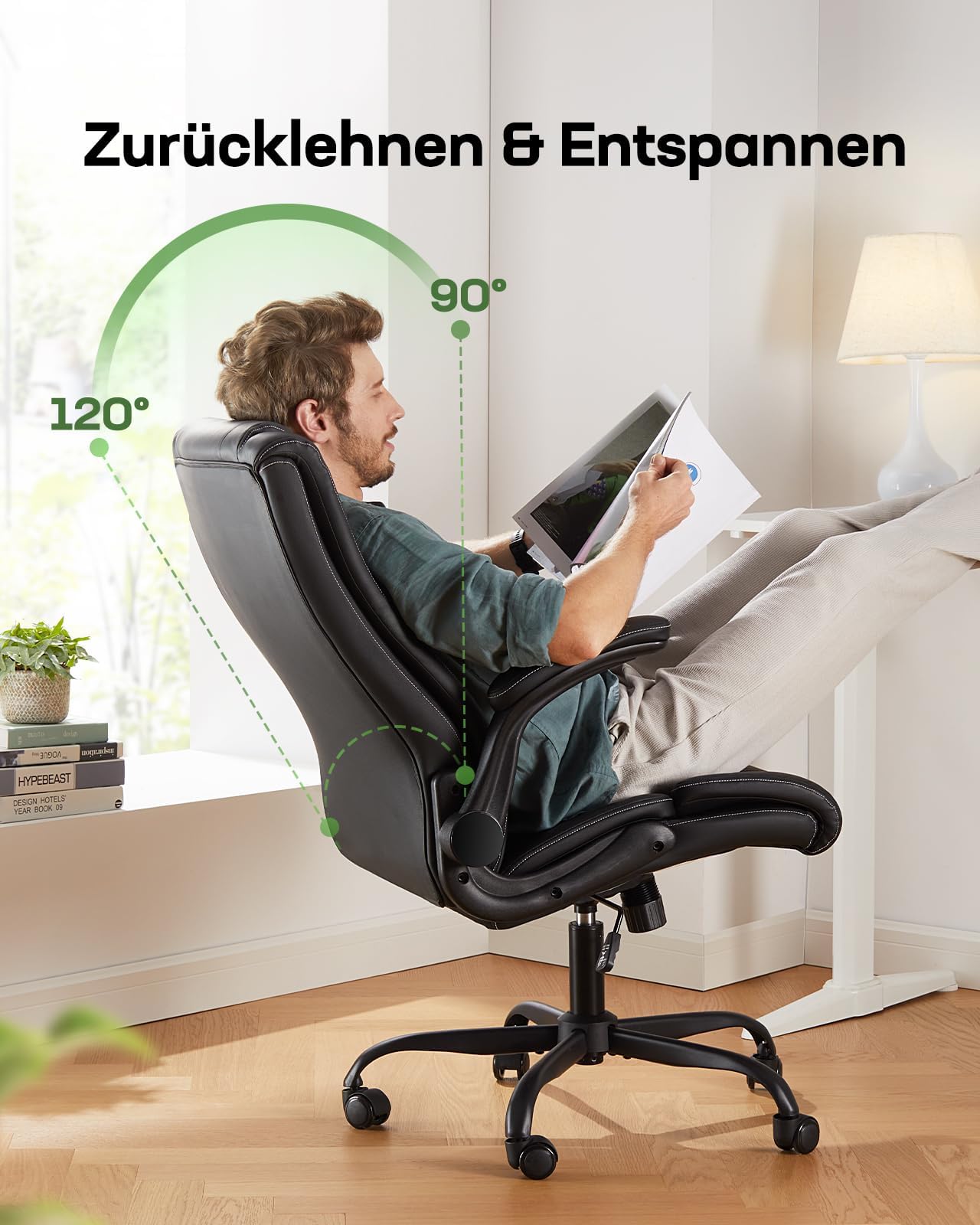 Marsail Sedia Ufficio Ergonomica Con Schienale Alto | Supporto Lombare Regolabile, Braccioli Ribaltabili, Poggiatesta 2D, Rete Traspirante - 3