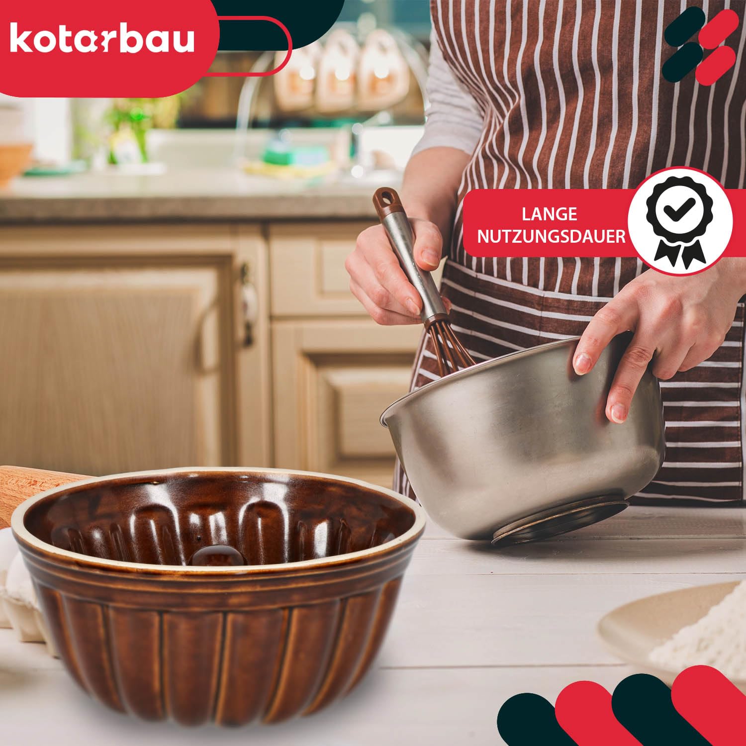 KOTARBAU® Keramik Gugelhupfform Backform für Gugelhupf aus Steinzeug Runde Backform Kuchenform Keramikbackform Ø 27 mm