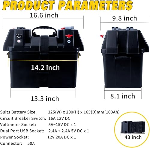Miniatura 4 de BA 890, caja de batería de caravana, motor de arrastre, caja de batería inteligente, centro de energía con conector rápido de batería, medidor de