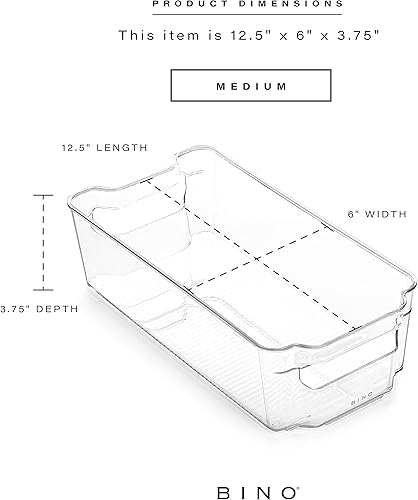 Miniatura 3 de BINO - 4 cubos de almacenamiento apilables de plástico, organizadores de refrigerador, almacenamiento y despensa, para nevera, congelador y despensa