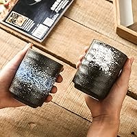Vista 8 de Juego de 2 tazas de té japonesas, tazas de té de porcelana de cerámica, sin mango, taza de té modelo asiático para matcha, té verde, capuchino, sake