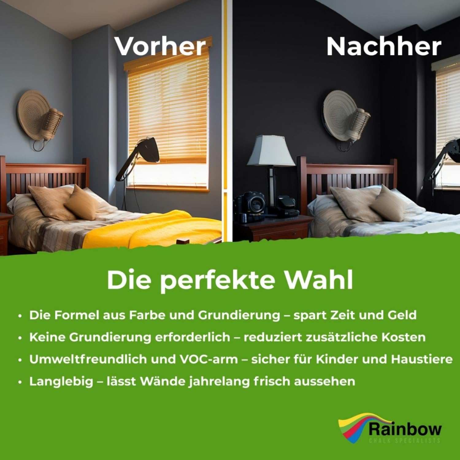 THE ONE All-In-One Farbe & Grundierung Schwarz 1 L Formel für mehrere Oberflächen mit 1 Anstrich