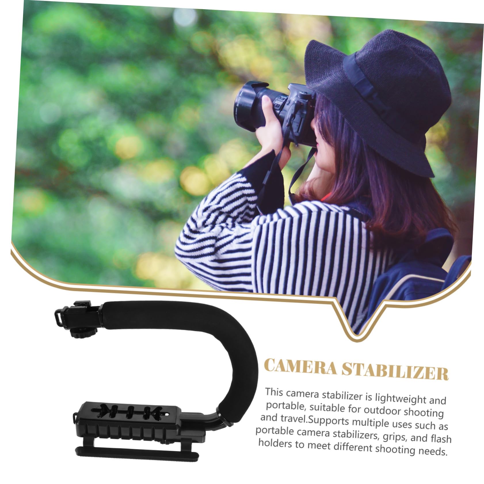 Stabilizzatore Fotocamera Gimbal a U Nero Leggero in Abs | Reflex Dslr, per Riprese All'aperto e Viaggio, Impugnatura in Schiuma Lega di Alluminio