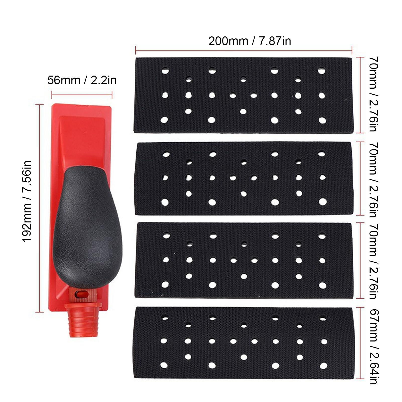 Blocco Levigatura Manuale con Aspirazione Polvere Regolabile per Lavorazione Legno e Lucidatura Pareti 192x56mm ABS