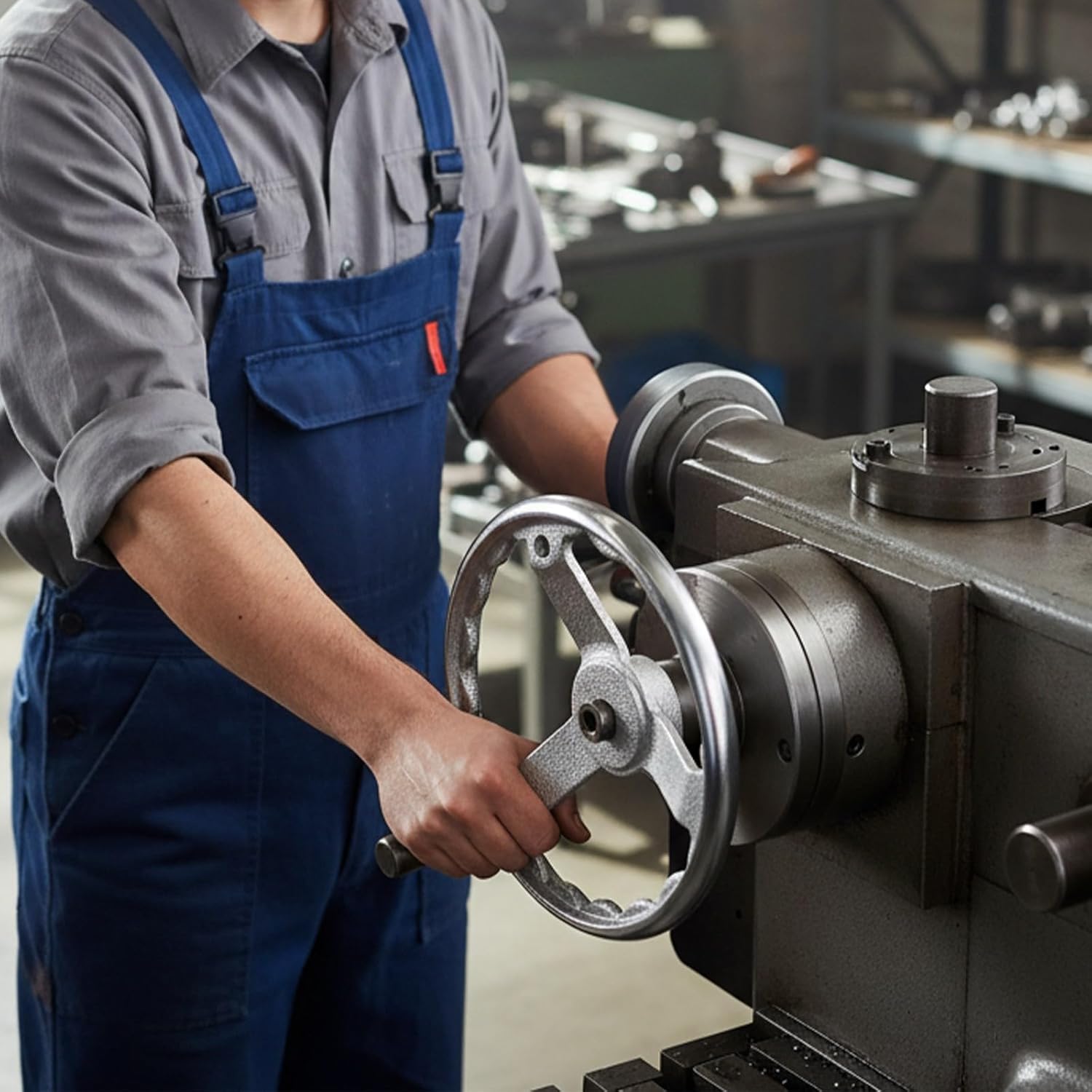 Chrome Plated Cast Iron 3-Spoke Handwheel for Machinery and Equipment, Corrugated Inner Rim, Round Mechanical Control Wheel(8 Inch)