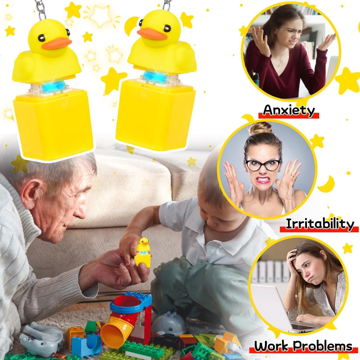 2Pcs Duck Keyboard Fidget Toy, Duck Quacking Fidget Toys, Ducky Fidgets Keyring with Lights and Sounds - Image 4