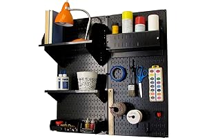 Wall Control Craft Pegboard Organization Kit with Black Pegboard, Black Trays, and hooks