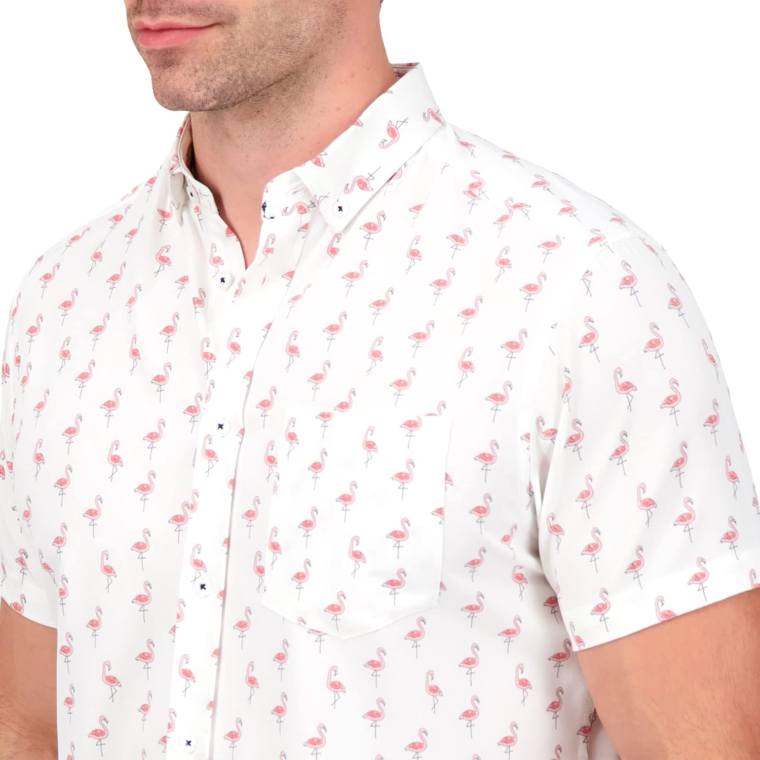 Amazon.com: International Report Men's 4-Way Stretch Modern Slim Fit Easy  Care Short Sleeve Button Down Printed Shirt : Clothing, Shoes & Jewelry