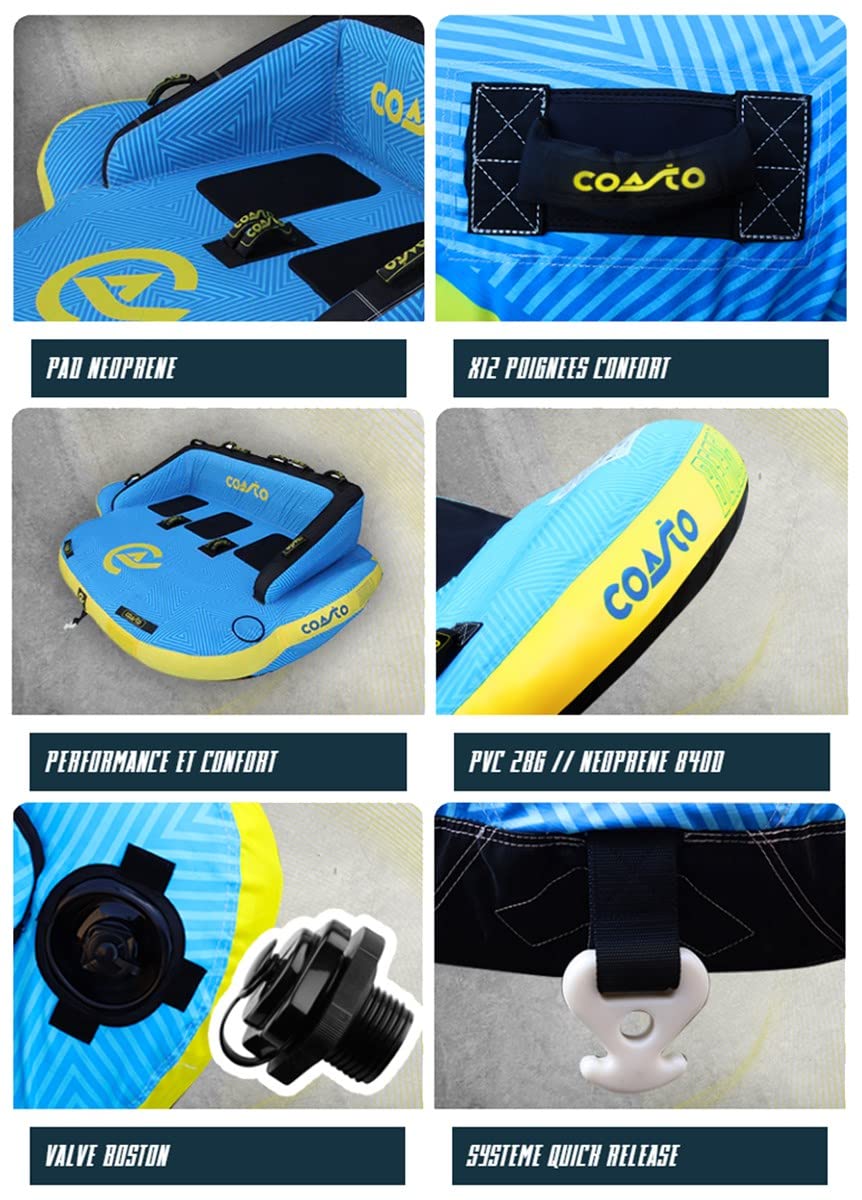Brunelli Coasto Boxer para 2 personas, tubo de deportes acuáticos, incluye correa Funtube