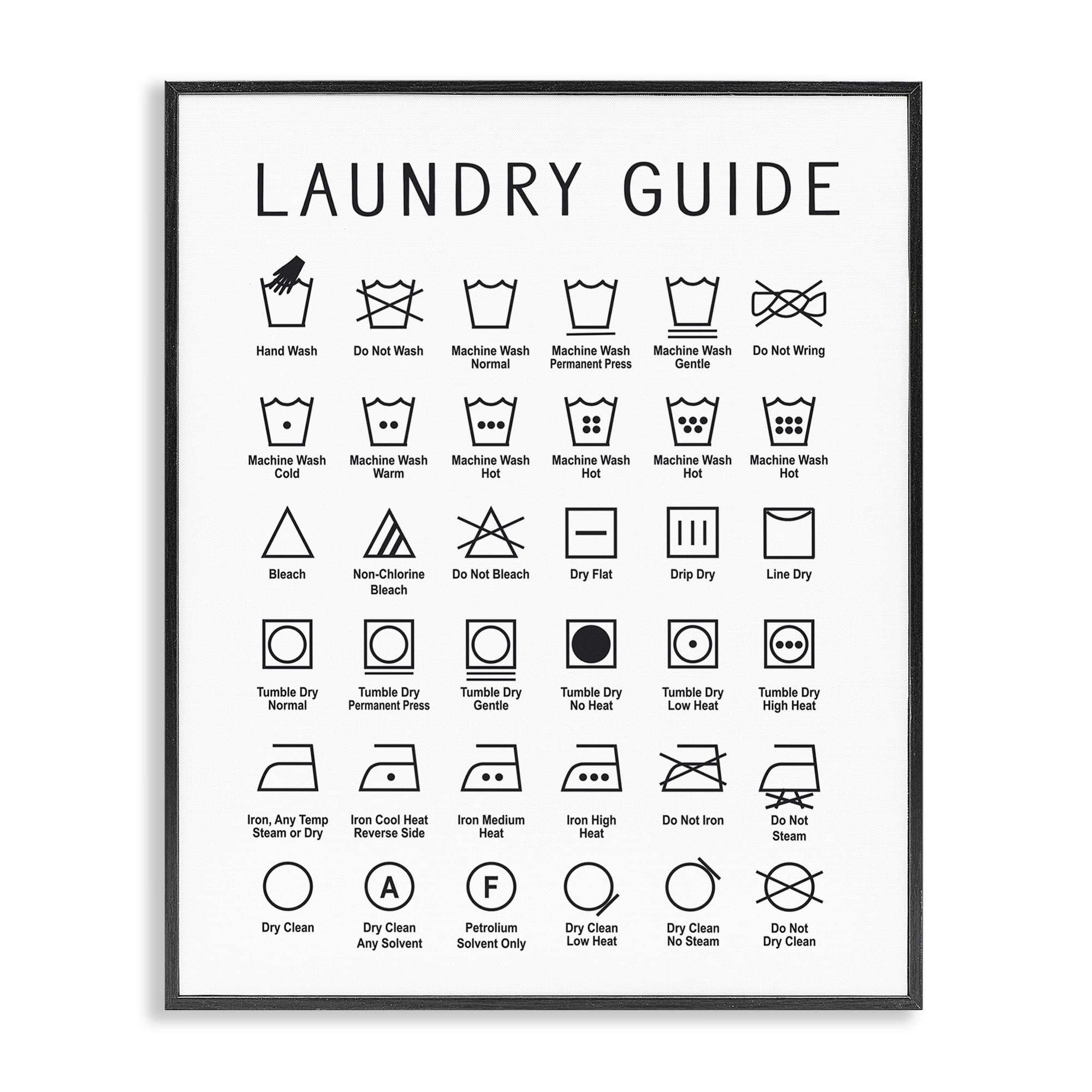 Photo 1 of 'Minimal Laundry Guide Chart'| Framed Giclee Art
