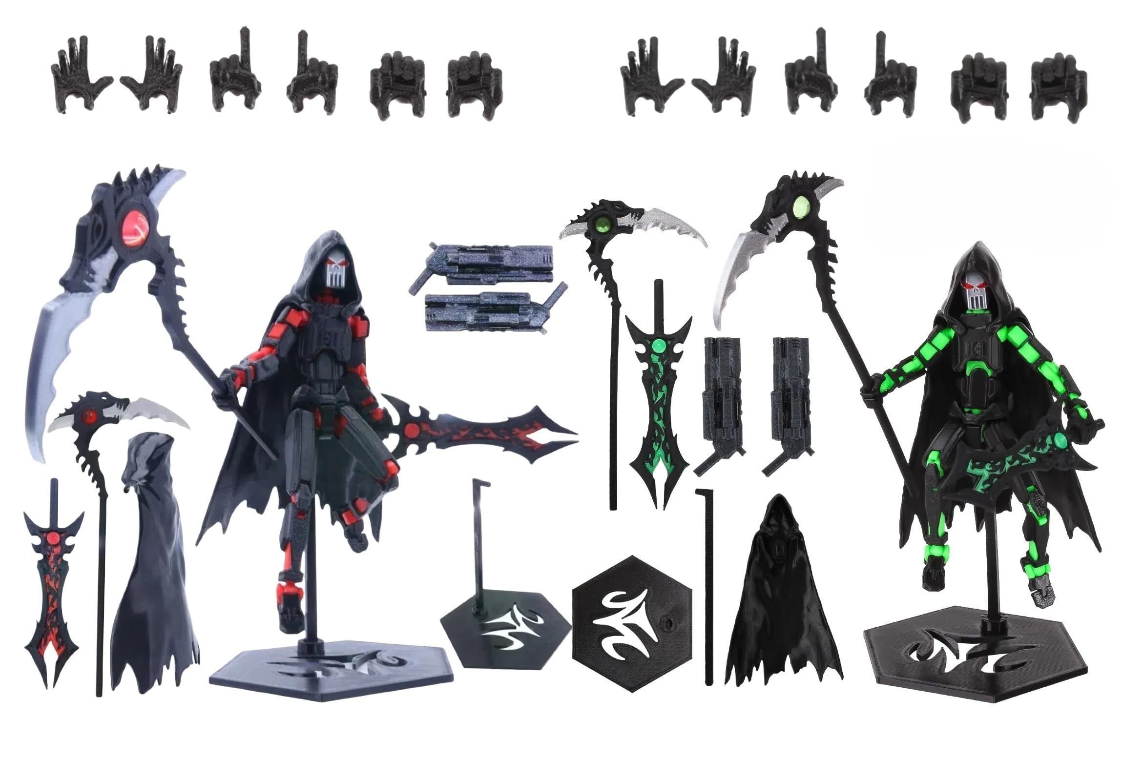 Titan 13 Action Figure,2Pcs Assembly Completed Dummy 13 Action Figure, Lucky T13 Action Figure , T13 Action Figure 3D Printed Multi-Jointed Movable, Black Green, Black Red Devil's Scythe Action Figure