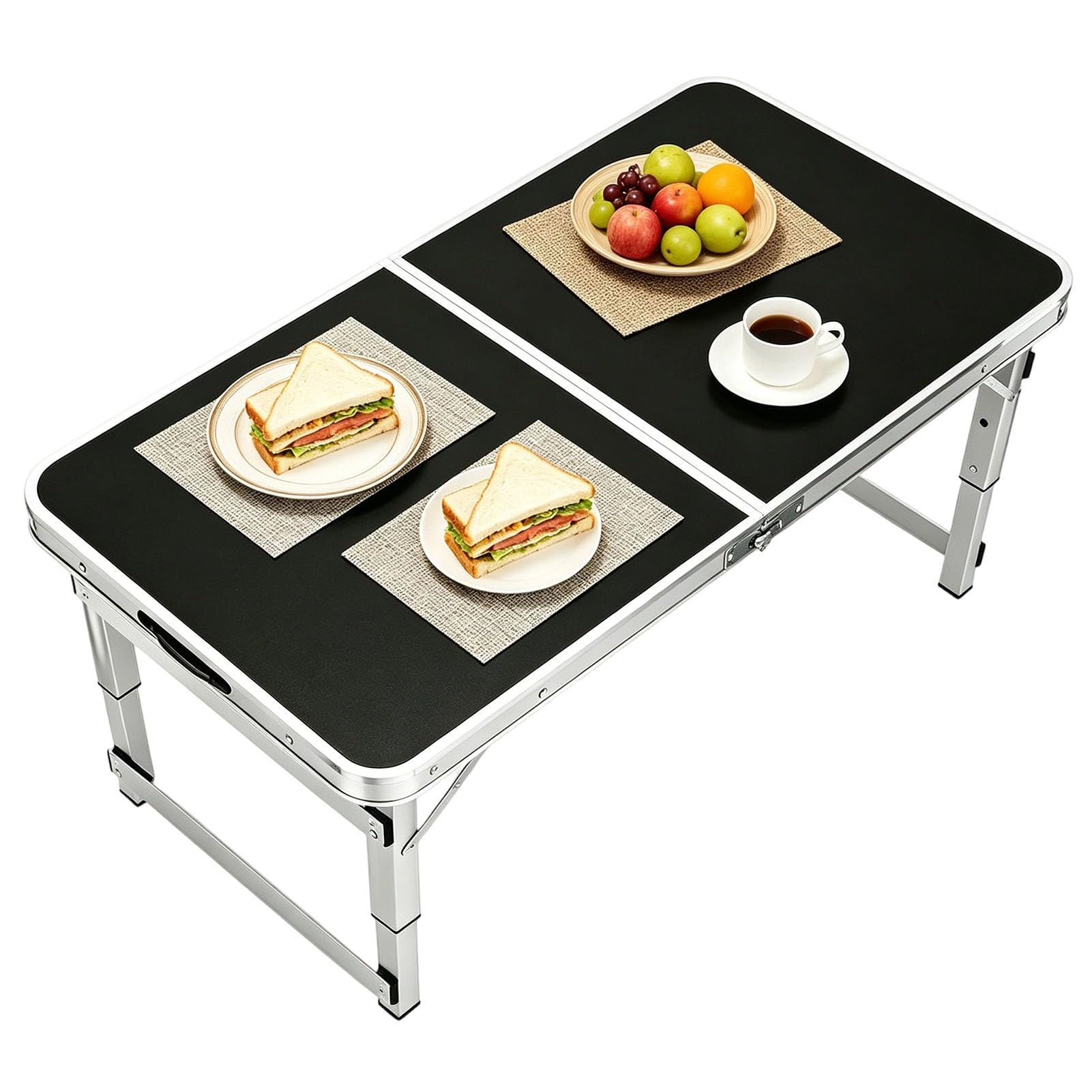 Tavolo pieghevole resistente – Tavolo portatile in alluminio da campeggio e picnic, piano in MDF con maniglia per il trasporto, tavolo da lavoro per interni ed esterni