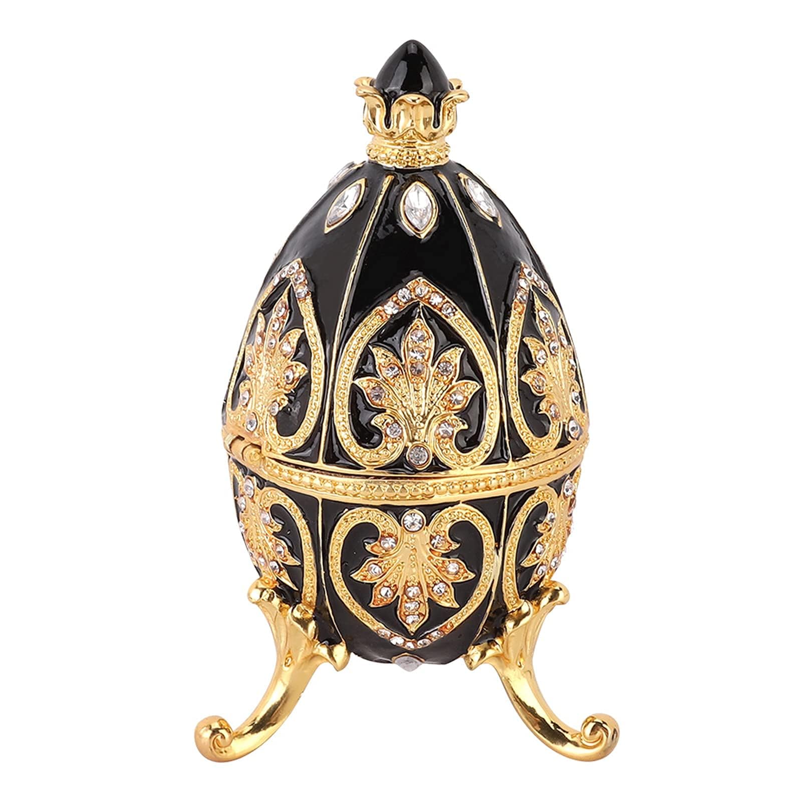 Huevo de Pascua Decorativo Estilo Fabergé, Esmaltado, Pintado a Mano, con Diamantes Brillantes, Caja para Tesoros, para Regalos y Decoración