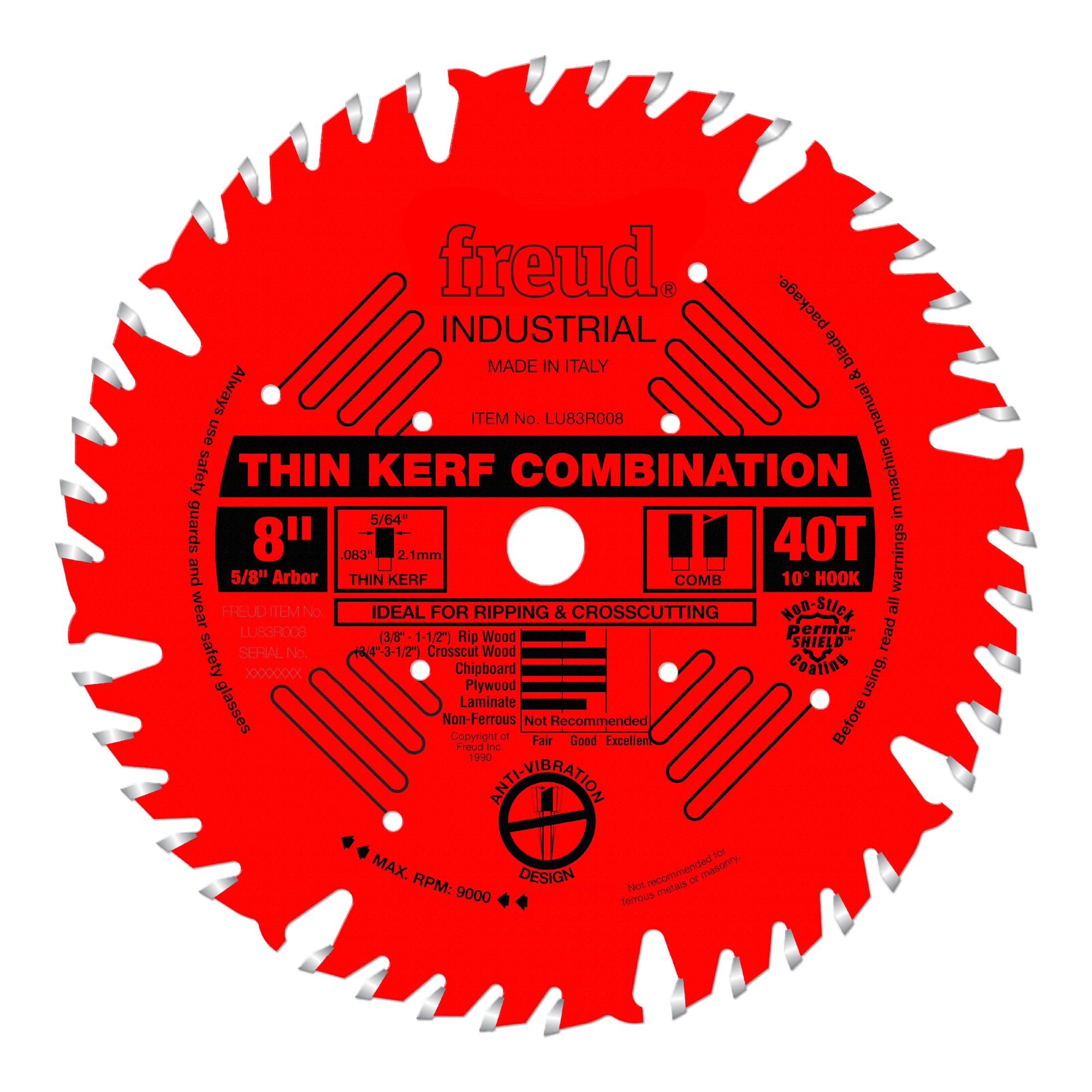 Freud LU83R008: 8" Thin Kerf Combination Blade