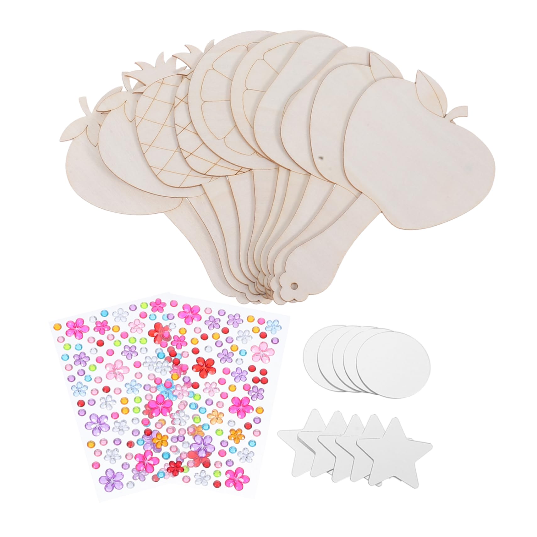 PRETYZOOM Wooden Hand Mirror Kids Diy Paint Craft Unfinished Mirror for Party and Home Decor