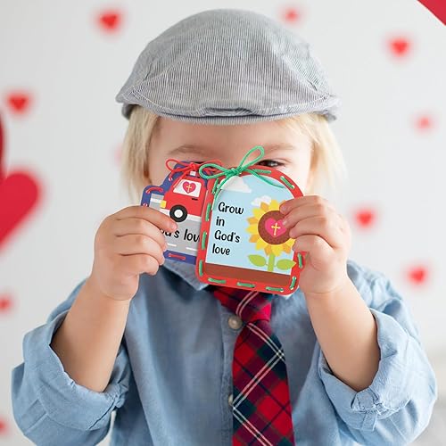 Miniatura 4 de Skyygemm Juego de 36 tarjetas religiosas con cordones, diseño de amor de Dios, Jesús, cristiano, tarjetas de costura para preescolares con 3