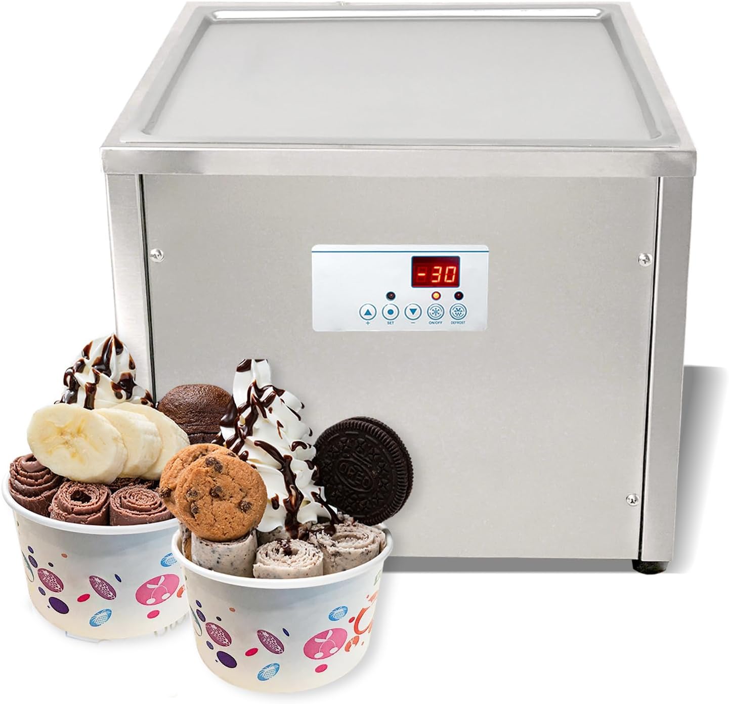 Kolice Countertop 18X18 inches Square Pan Ice Cream Roll Machine, Stir-fried Ice Cream, Small Ice Cream Machine, Fried Yogurt Machine, Ice Cream Making Machine for food truck, parties, business