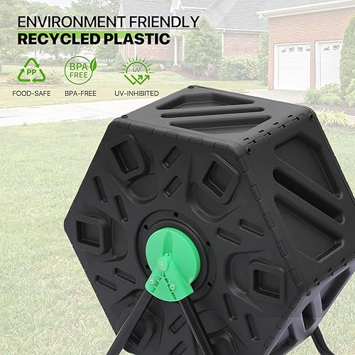 Miniatura 6 de Magshion 1 vaso de compostaje de cámara exterior de 17 galones de material libre de BPA, para uso al aire libre, para todas las estaciones, de alto