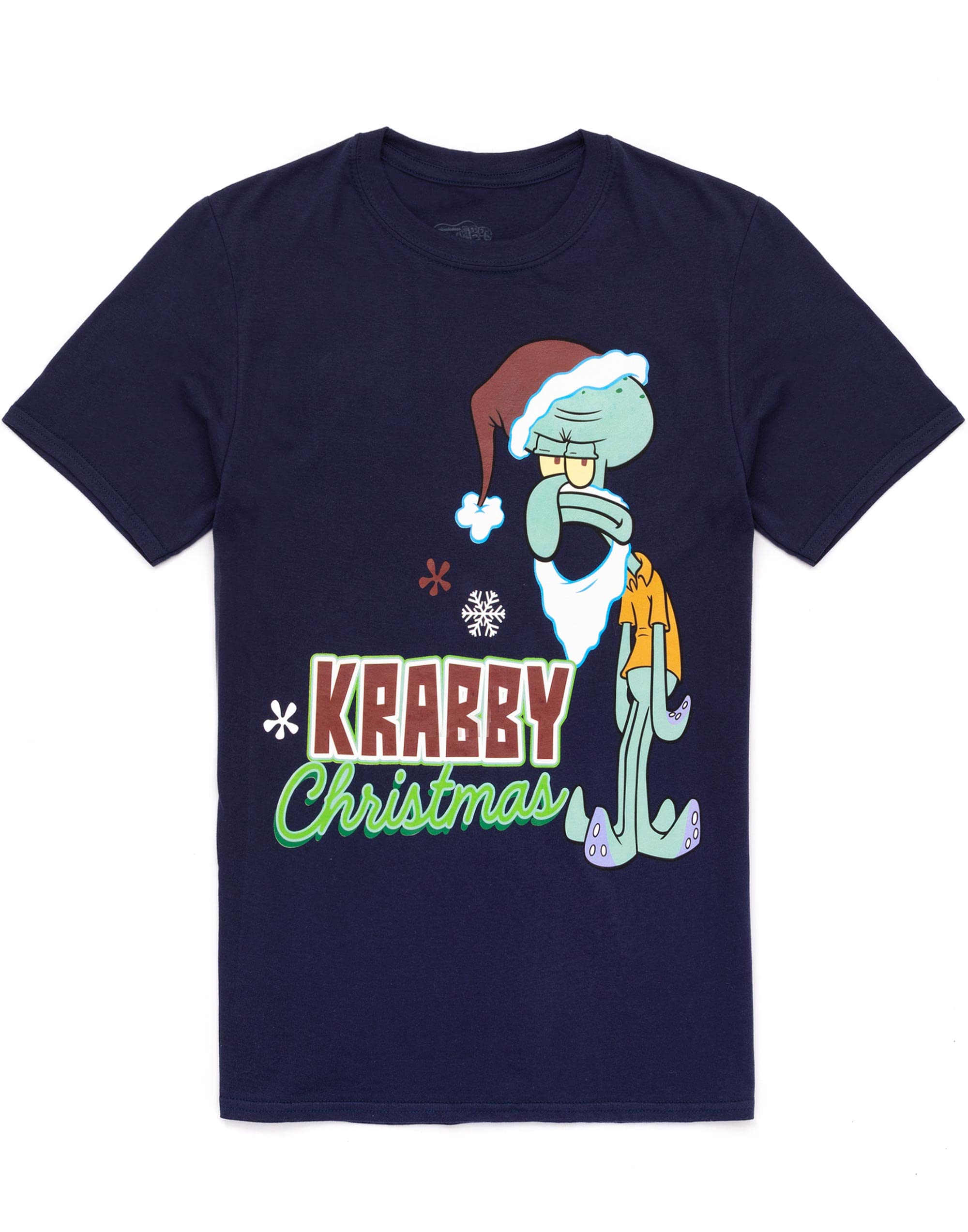 SPONGEBOB SQUAREPANTS Squidward Christmas T-Shirt Mens | Adults Navy Krabby Festive Top | Xmas Gift for Him XXL