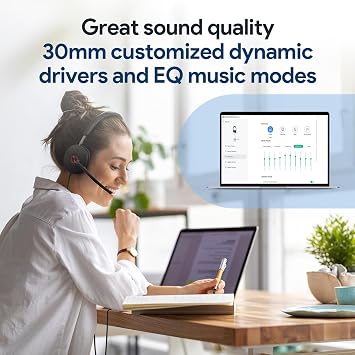 Yealink UH48 Wired Headset with ANC,USB-C/A,6 AI Noise-Canceling Mics | active noise cancelling headphones wired for work,works with Zoom Teams,for office home use