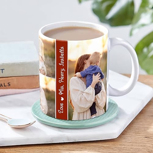 Miniatura 11 de Tazas de café personalizadas con foto familiar, tazas de collage de fotos personalizadas, regalo de la familia lo es todo, 11 onzas Taza Family Is