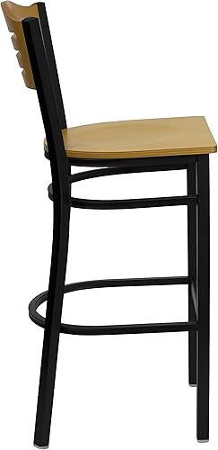Miniatura 5 de Flash Furniture HERCULES Series - Taburete de bar de metal con respaldo y asiento de madera natural