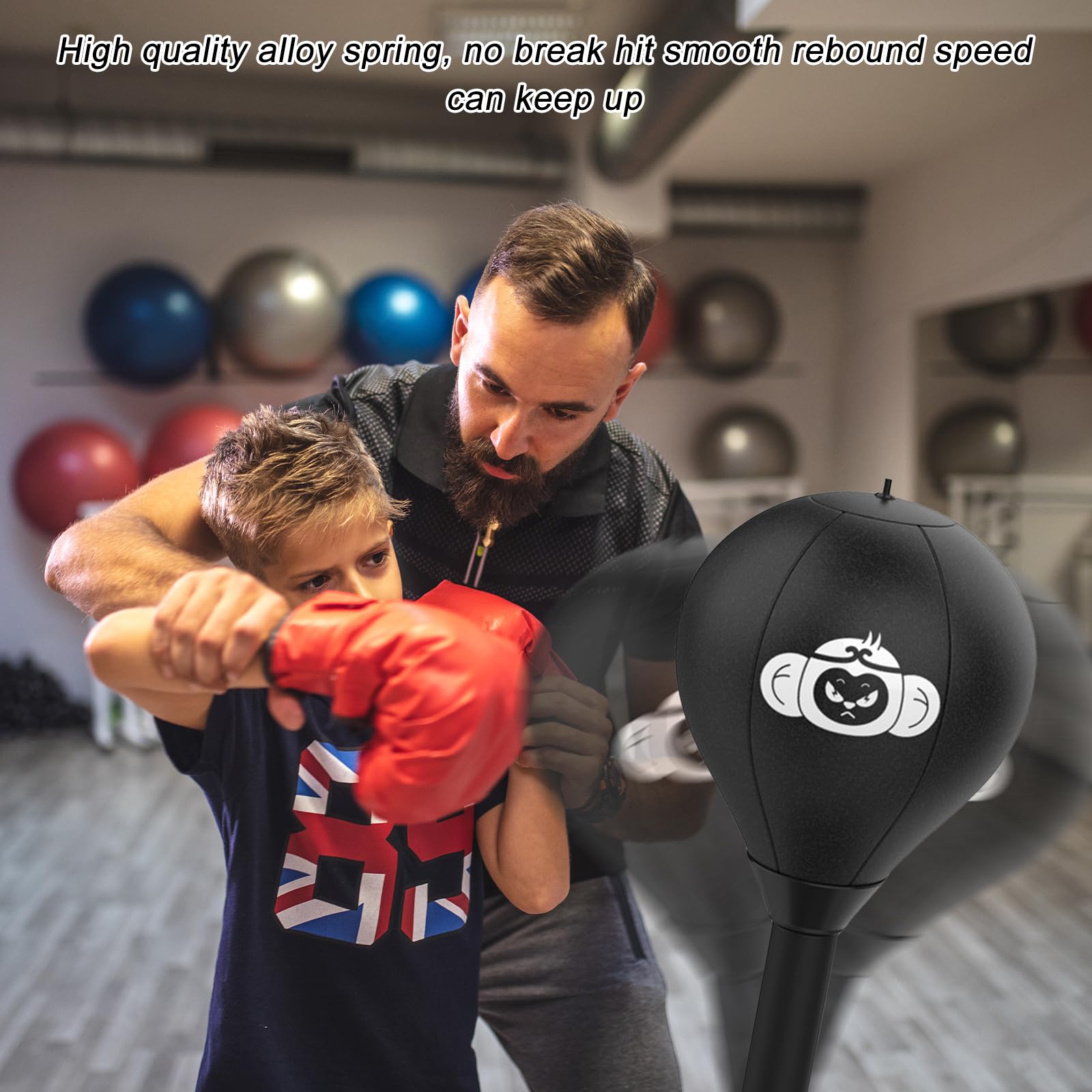 Sac de frappe de bureau avec ventouse, punching-ball de table anti-stress Noir