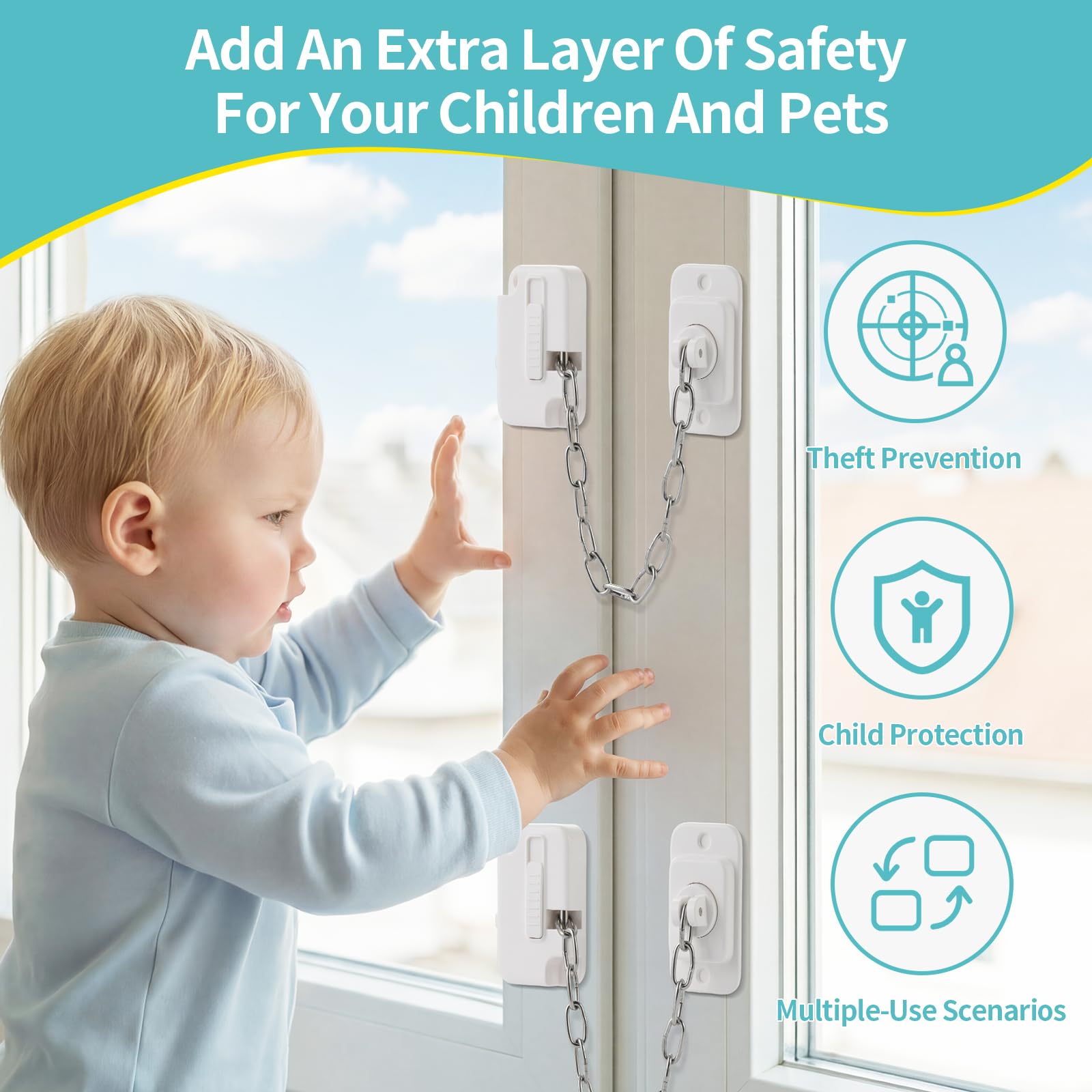 Otraki Lucchetto Frigorifero Bambini, Chiudi Cassetti Bambini 4 Pezzi, Lucchetto Per Frigorifero, Ferma Finestra, Blocca Porta