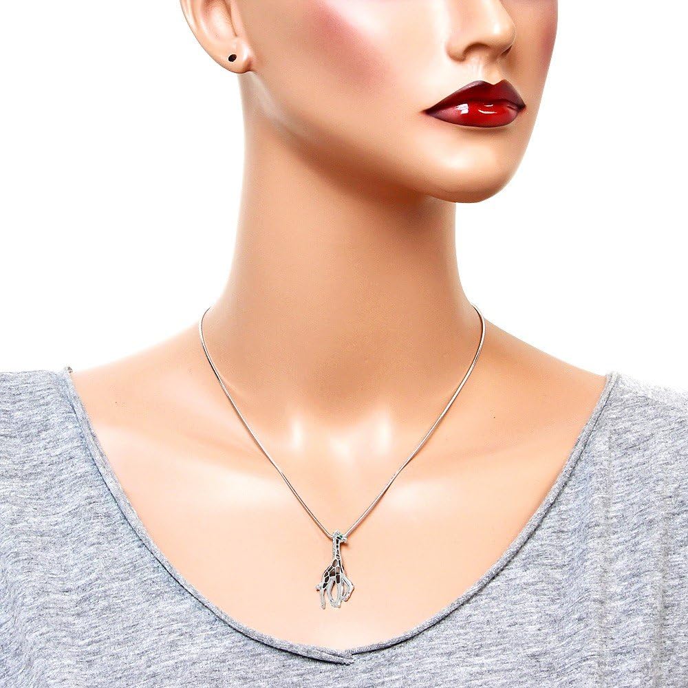 Liavy's Giraffe Charm Pendant Fashionable Necklace - Hand Painted - Sparkling Crystal - 17" Snake Style Chain - Unique Gift and Souvenir - Image 2