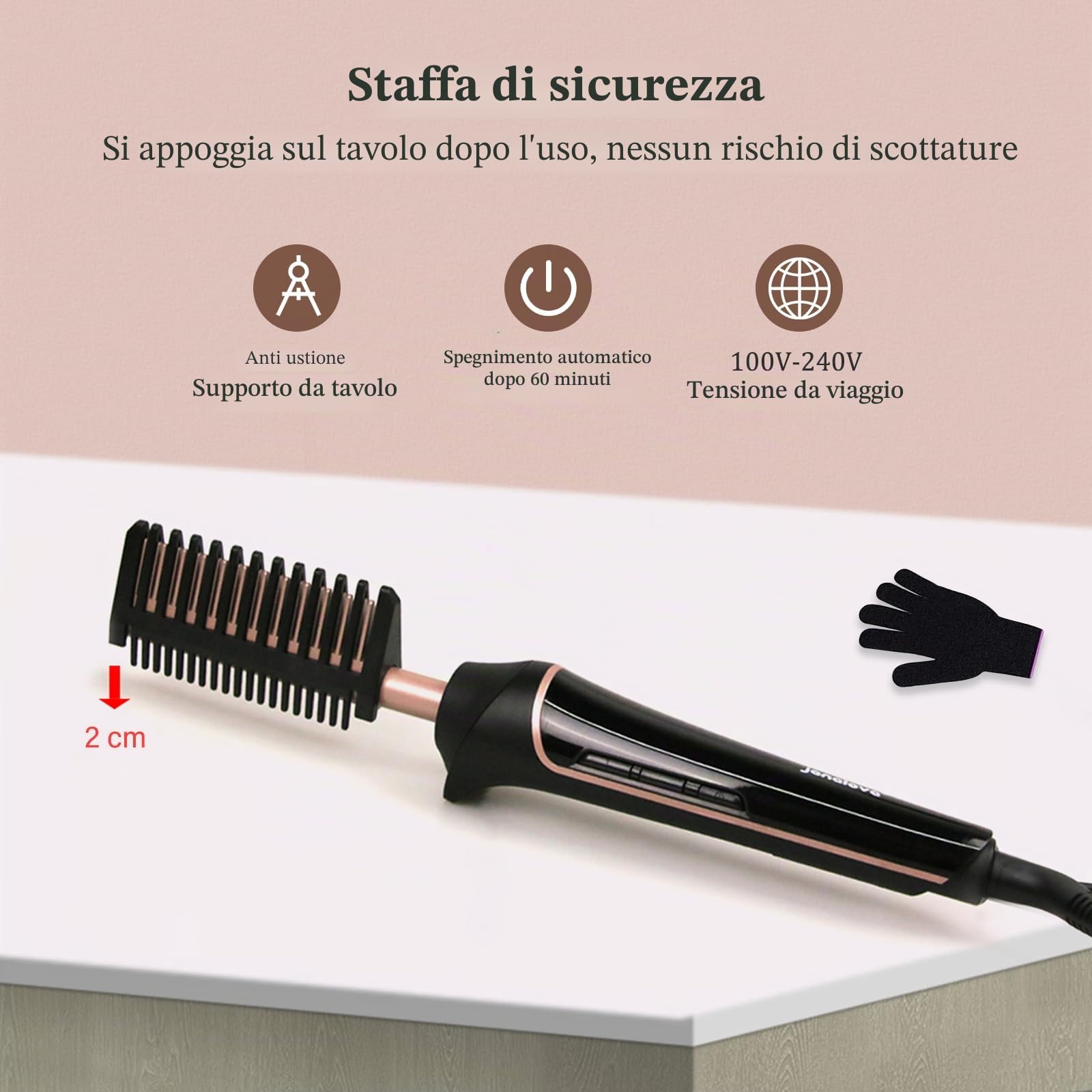 janelove Pettine lisciante in ceramica, 80 ℃-230 ℃ Hot Comb per capelli afro/pizzo wigs/barba, pettine per capelli in ceramica con display LCD HD, riscaldamento rapido