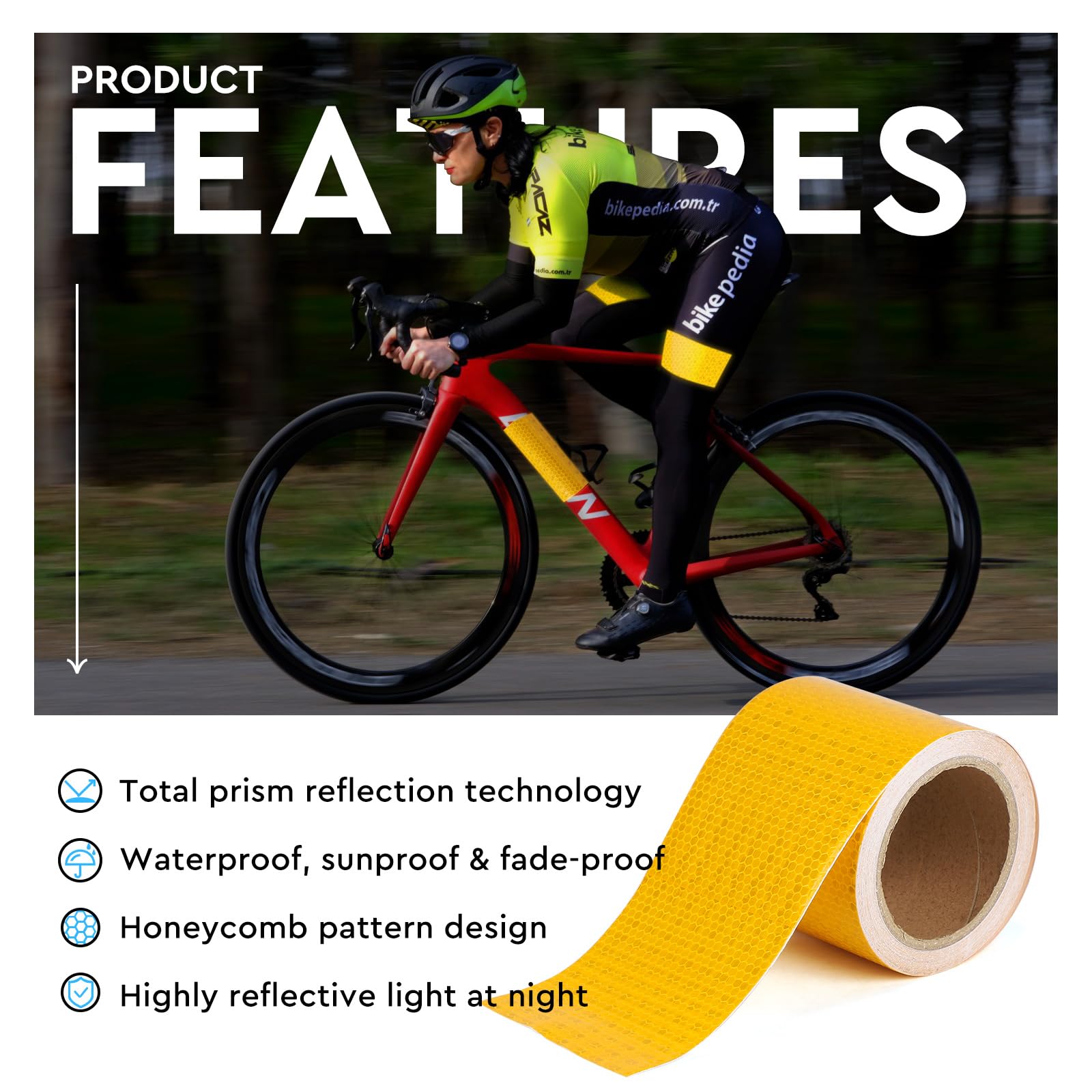 Bande Réfléchissante Auto-adhésive Jaune/noir - 15 Cm X 10 M - PVC Haute Visibilité - SUPAWAY