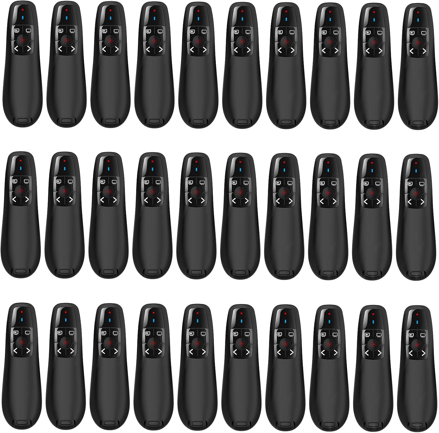 Wireless PowerPoint Remote Presentation Clicker: 30-Pack Presenter PPT Slide Advancer with Red Pointer | Plug & Play via USB | 100Ft Control Range | Ergonomic Design - Universal Compatibility