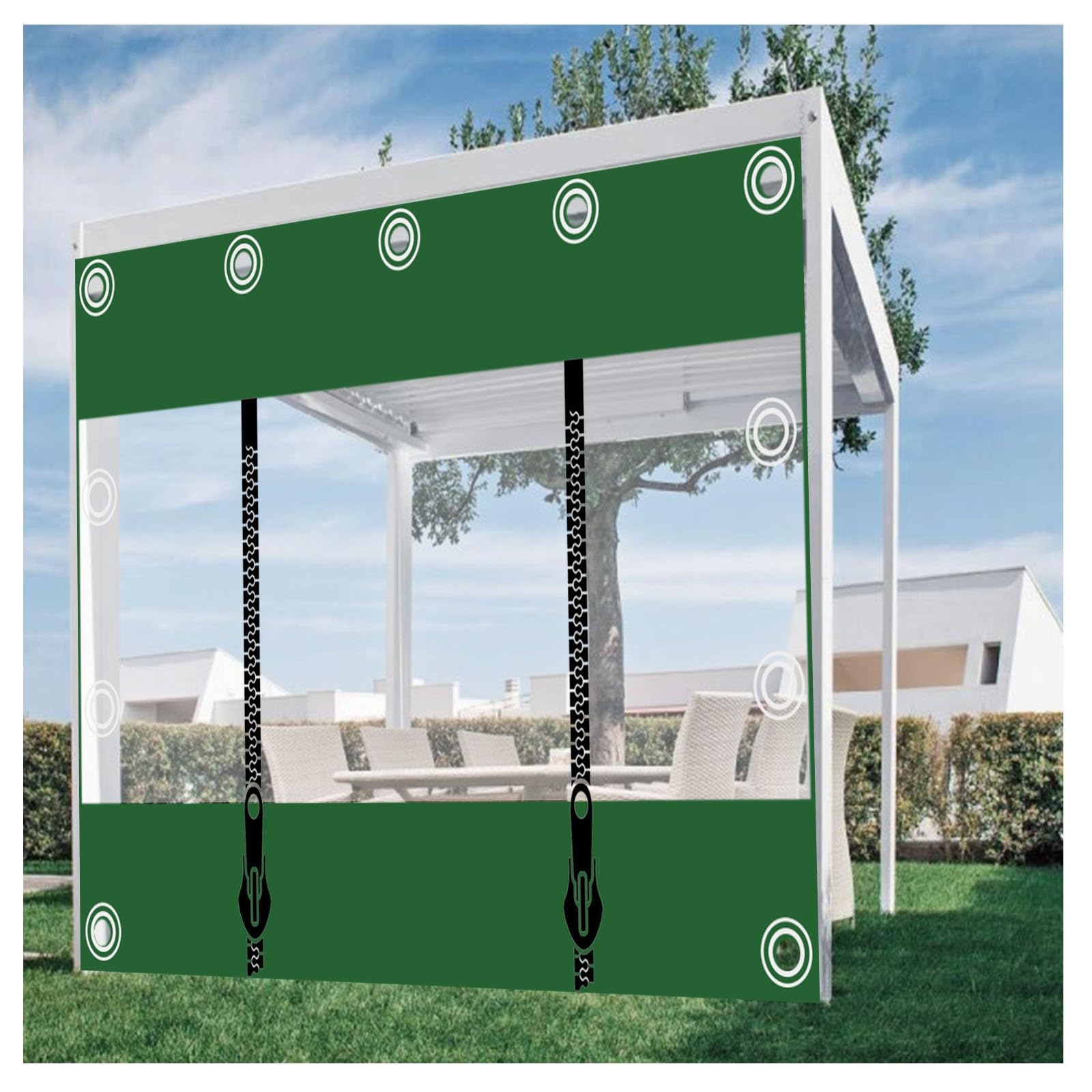 Rits zeildoek, dekzeil zijpanelen, PVC doorzichtige waterdichte dekzeil zijpanelen met rits, buiten helder gordijn waterdicht met rits, 0,5 mm dik, aanpasbaar (Size : H1.5xW2.5m/H4.9xW8.2ft