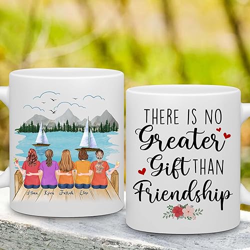 Miniatura 10 de WHIDOBE Taza personalizada para hermanas (2 mujeres), personalizada hasta 5 hermanas, taza de café personalizada de 11 onzas y 15 onzas para