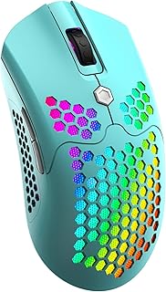 Wireless Gaming Mouse,Two Modes Wireless/wired RGB Gaming Mouse with Ultralight Honeycomb Shell,Pixart 3325 12000 DPI,Rechargeable 800mA Battery,Programmable Driver for PC Gamers(Macaron Green)