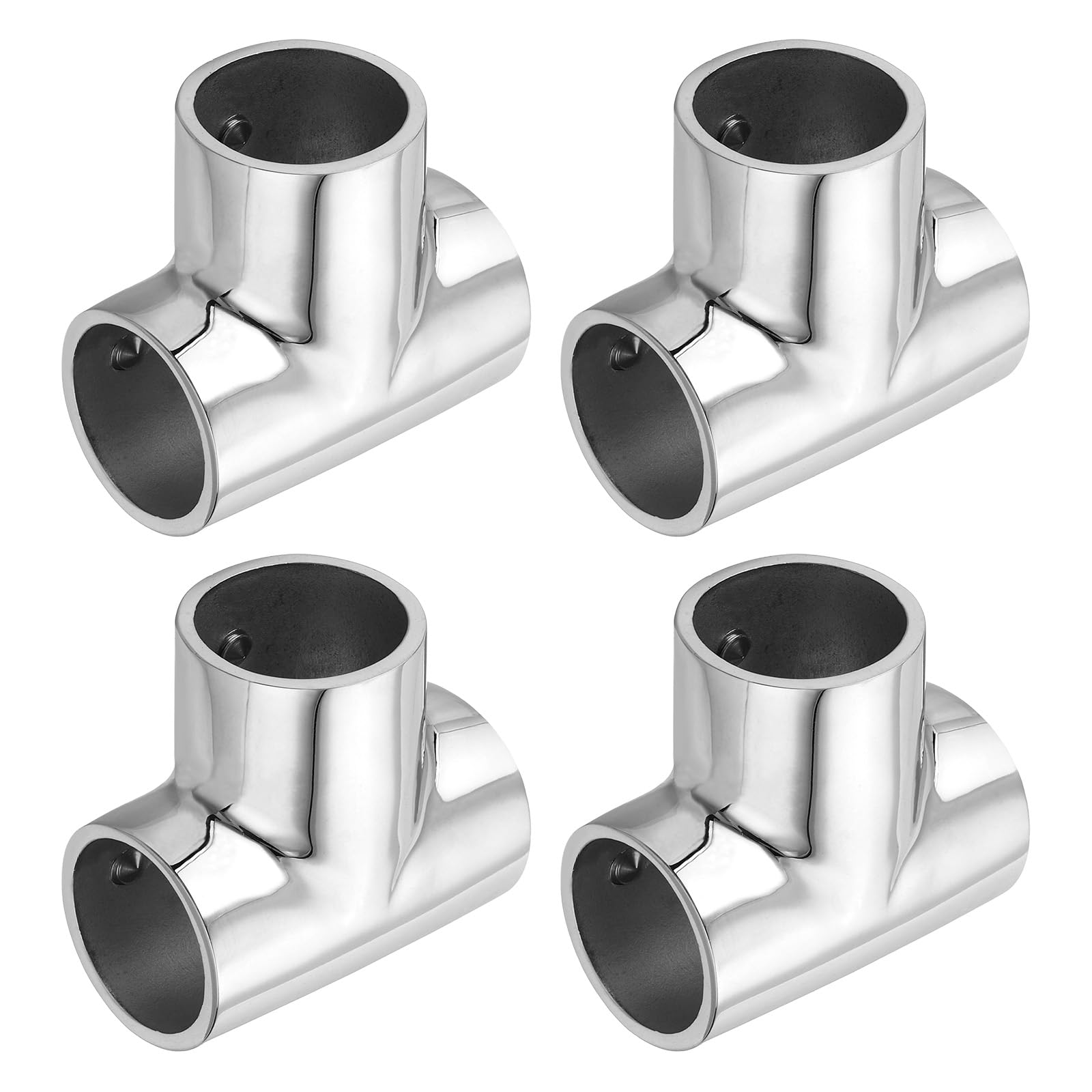 Raccord main courante bateau inox connecteur tuyau 3 voies tube 2.5cm lot 4