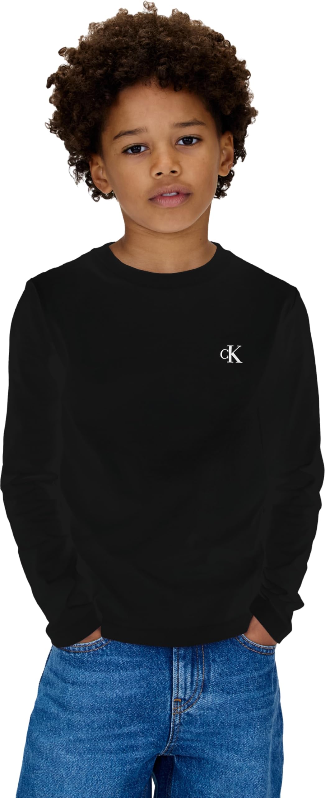 Calvin Klein 2p Chest Mono LS T-Shirt Ib0ib02255 Altri Top Bambini e Ragazzi (Pacco da 1)