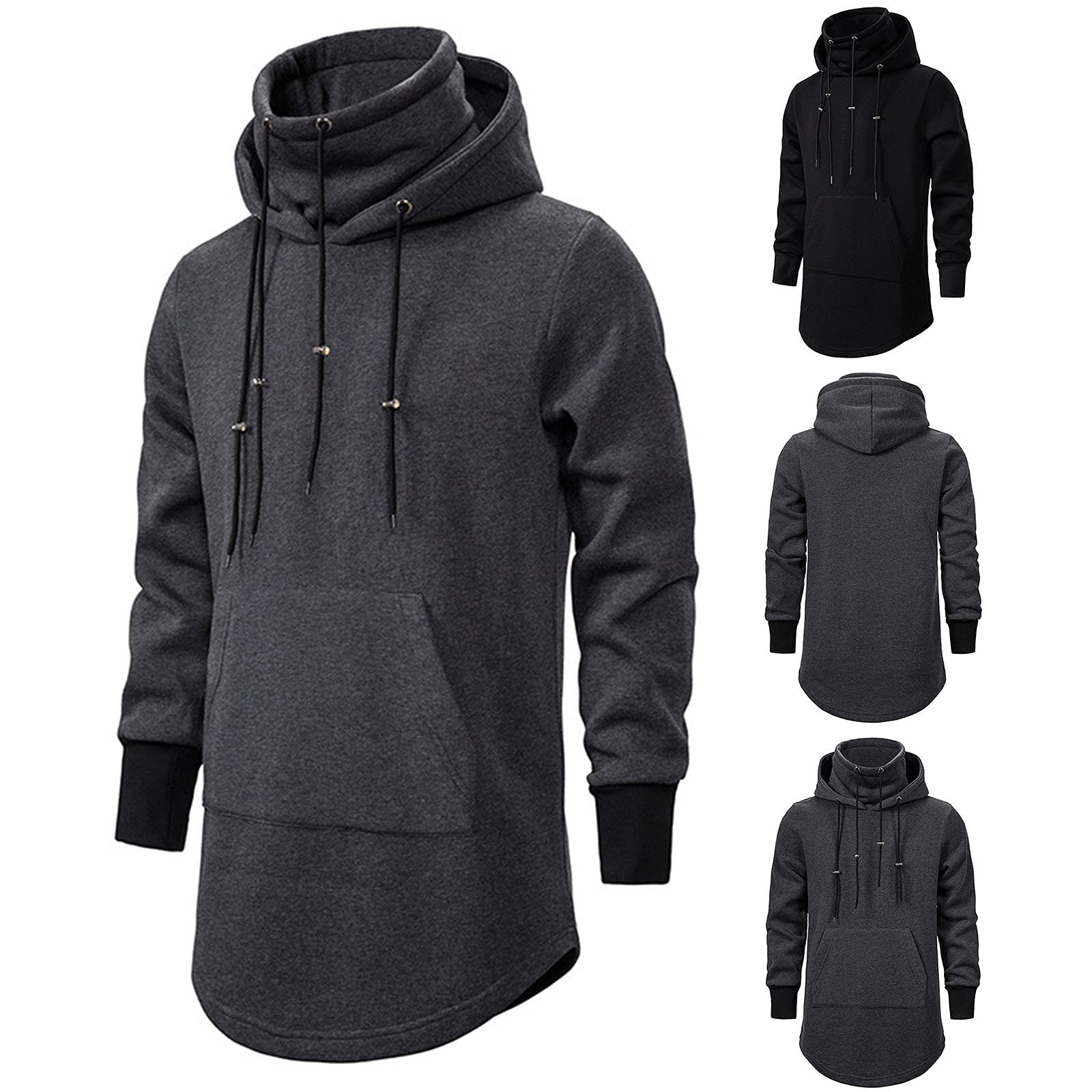 Felpa da uomo in cotone con cappuccio, tinta unita, oversize | Felpa invernale da uomo con cappuccio e coulisse, a maniche lunghe, leggera, per autunno e inverno