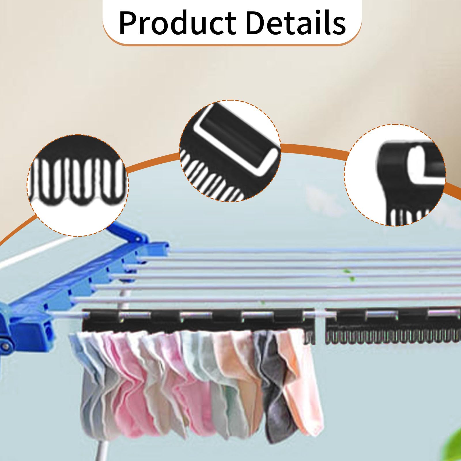 Lot de 4 séchoirs à chaussettes pour vêtements - Coupe-vent - Accessoires de linge pour étendoir à linge - Séchoir à linge - Cintre en plastique à suspendre pour chaussettes, sous-vêtements