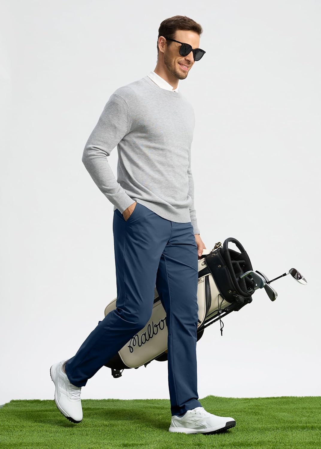 Pudolla Men's Golf Pants Stretch Work Dress Comfy Pants 30"/32"/34" Lightweight Quick Dry Casual Slacks Trousers with Pockets - Image 3