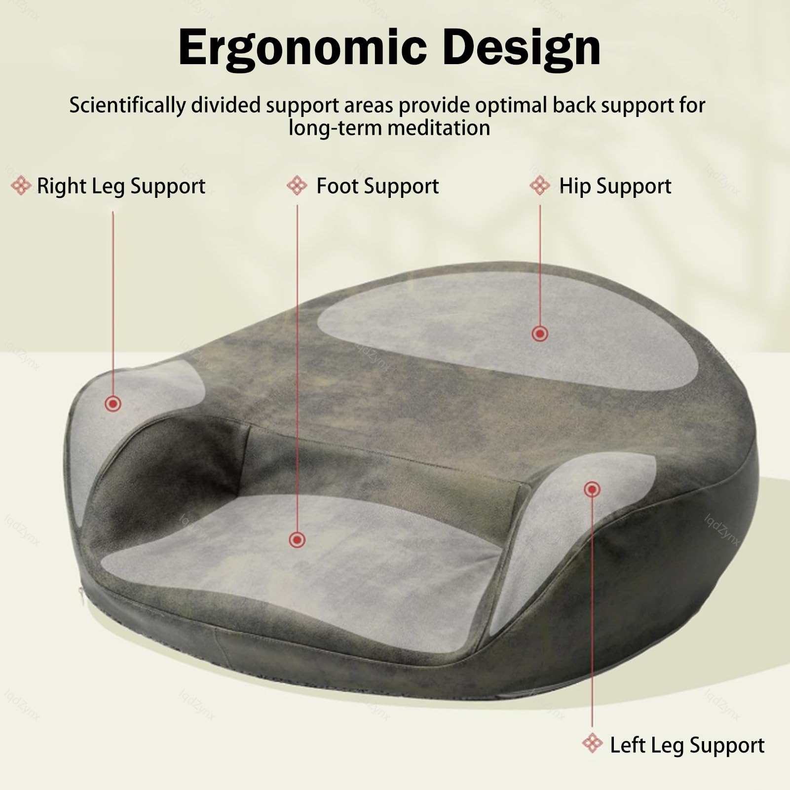 Ergonomiczna poduszka do medytacji na podłogę z zakrzywionym oparciem i pianką memory foam do jogi, ćwiczeń uważności i długich sesji siedzenia A
