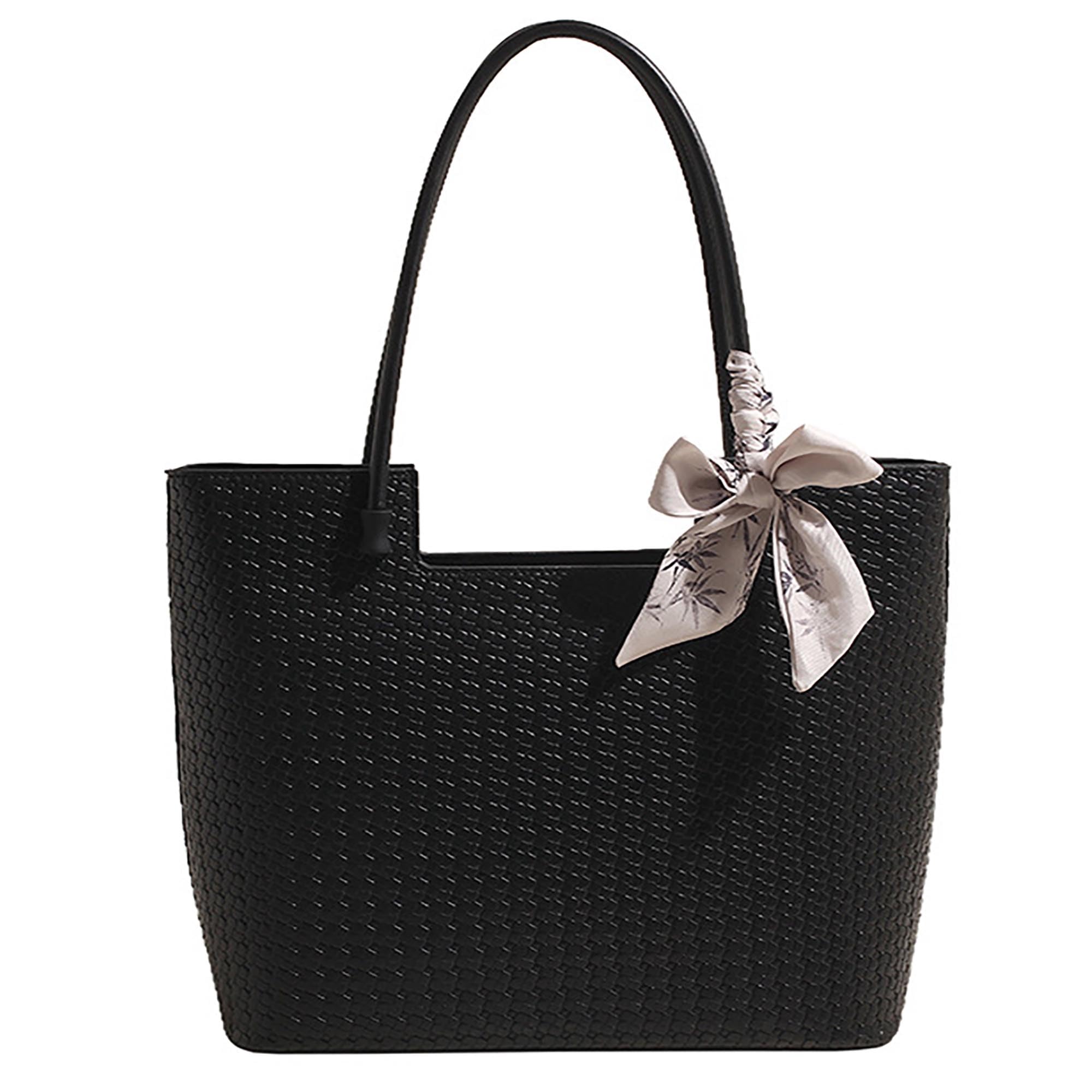 SIBYCheckered Design Top Handle Shoulder Bags for Women's with Bow Ribbon