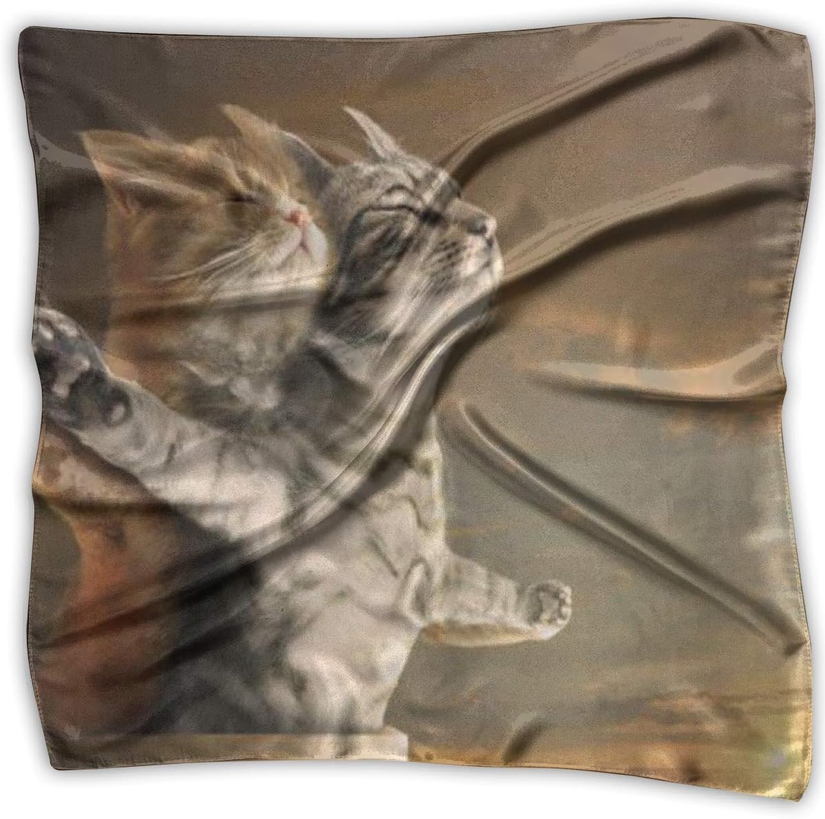 Titanic Cat Printed Silk Scarf Square Small Handkerchief Handkerchief trend 7641