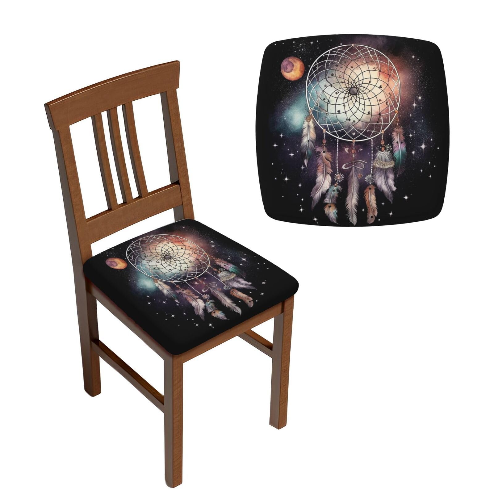 NONHAI 6PCS Dining Chair Seat Covers Set Dream Catcher and Stars Stretch Removable Chairs Covers Washable Seat Cushion Slipcovers Protector for Dining Room Kitchen Chairs