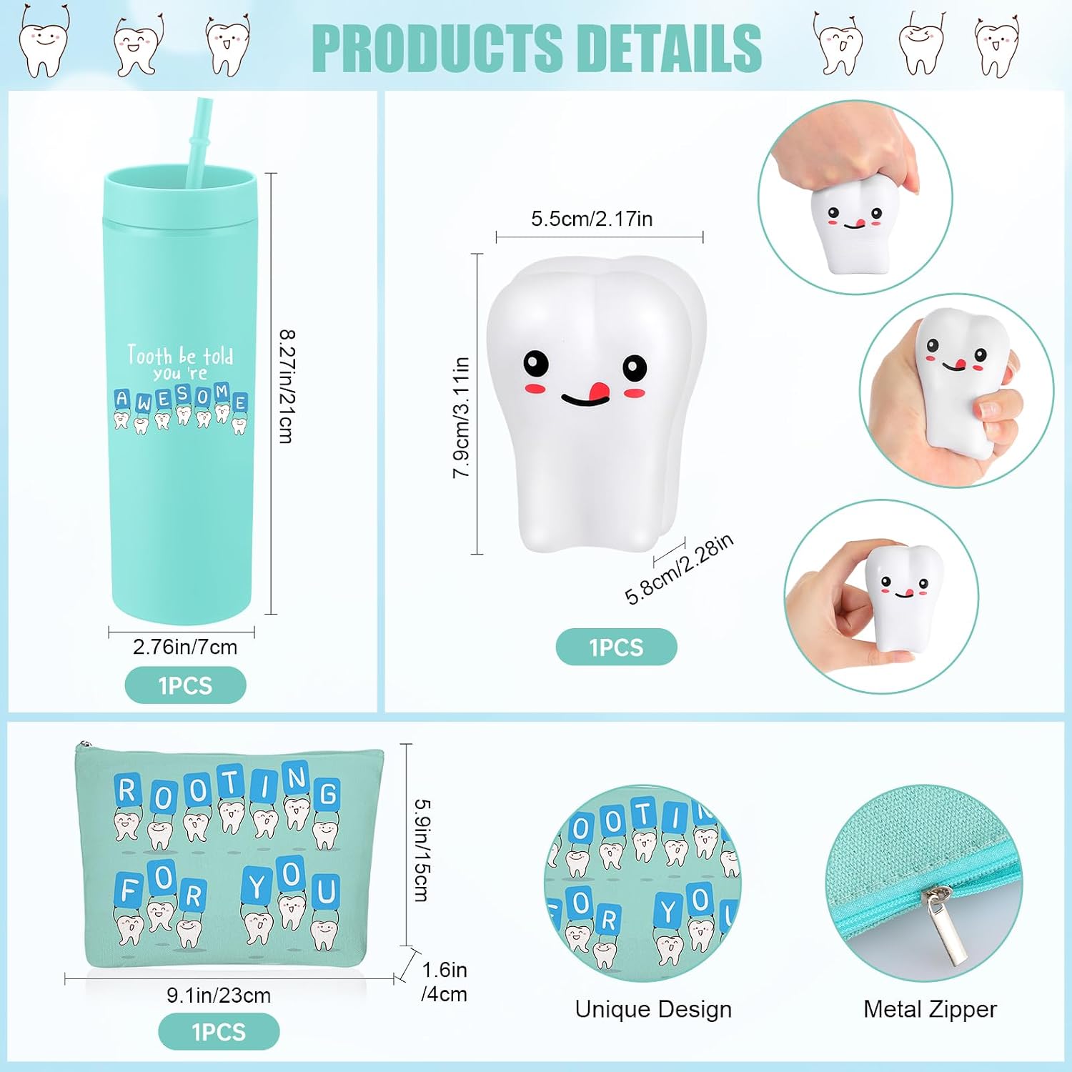 Skylety 3 Pcs Dental Hygiene Month Appreciation Gift, Dentist Gift, Green image 2