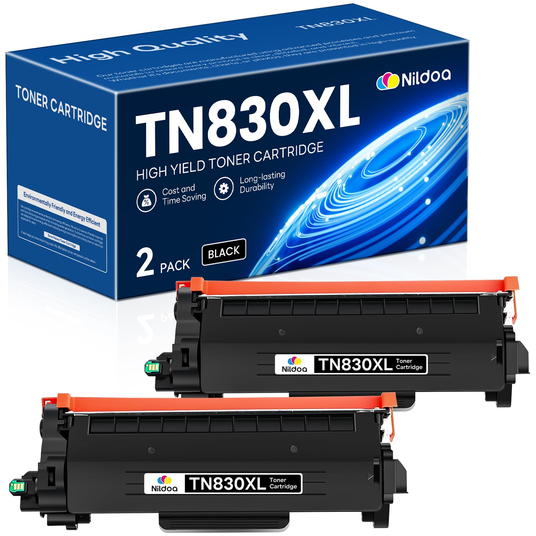 TN830XL Toner Cartridge High Yield Replacement for Brother TN830XL TN-830XL HL-L2460DW HL-L2405W MFC-L2820DW Printer, TN830XL 2PK Black